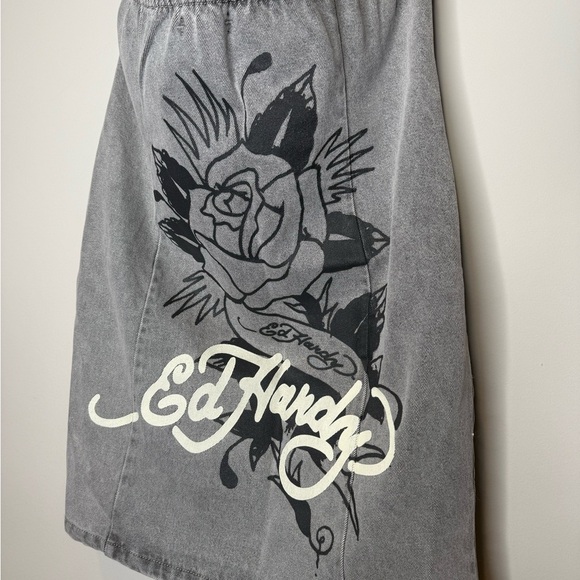 Ed Hardy Cross Denim Mini Dress - Grey - Picture 9 of 11